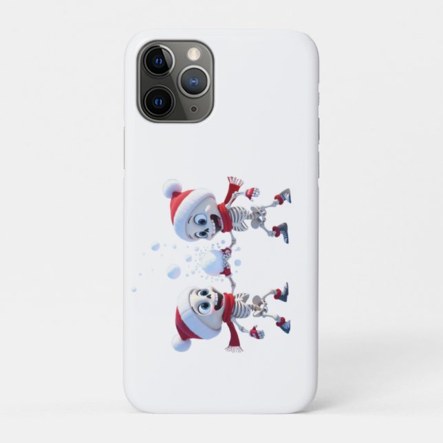 Funda De Case-Mate Para iPhone Funny Santa Skeletons Having a Snowball Fight  (Reverso)