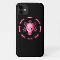 Funny Skull Design - Calavera rosa con gusano feli
