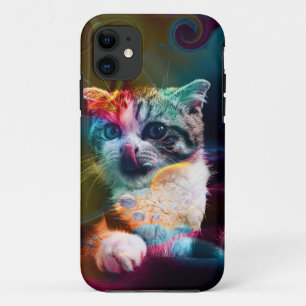 FUNDA PARA iPhone 11 FUNNY TRENDY COLORIDO CAT ART