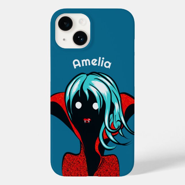 Funda De Case-Mate Para iPhone Funny Vampire Chica Cute Gótico Carácter Art Nombr (Reverso )