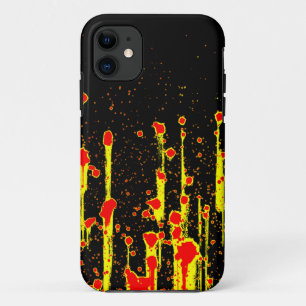 Funda Para iPhone 11 Furia por goteo Neon Rojo Amarillo Resumen Arte se