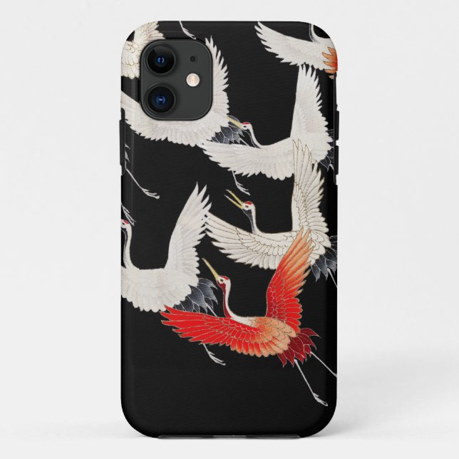 Funda De Case-Mate Para iPhone Furisode con una miríada de grullas voladoras (Reverso)