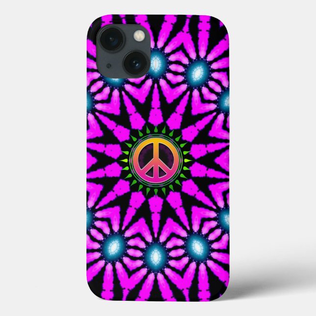 Funda De Case-Mate Para iPhone Fuschia Signo de paz de tinte (Reverso)