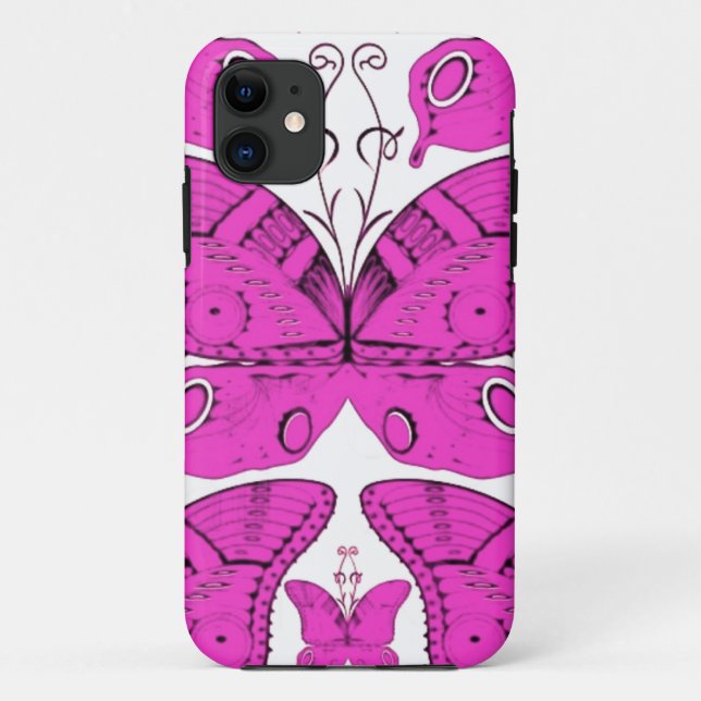 Funda De Case-Mate Para iPhone Fushia Butterflies (Reverso)
