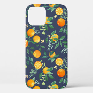 Funda Para iPhone 12 Fusión cítrica: Naranjas con flores tropicales