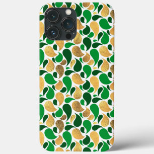 Funda Para iPhone 13 Pro Max Fusión de patrón de Purpurina verde y dorado