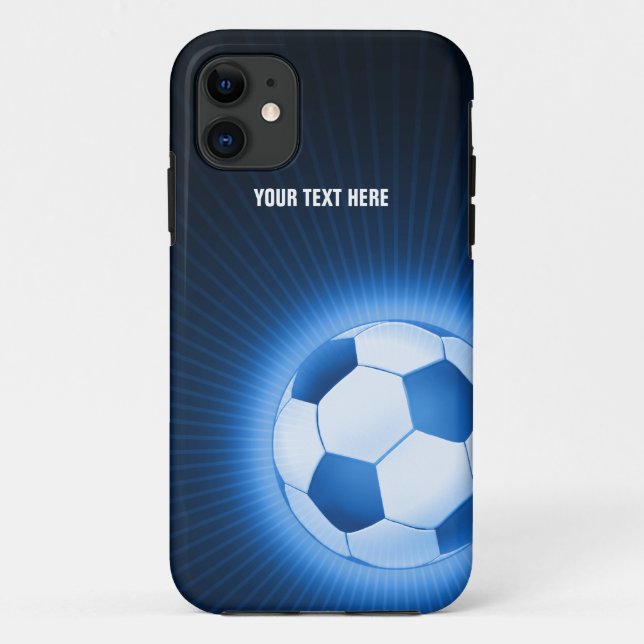 Funda De Case-Mate Para iPhone Fútbol azul personalizado (Reverso)