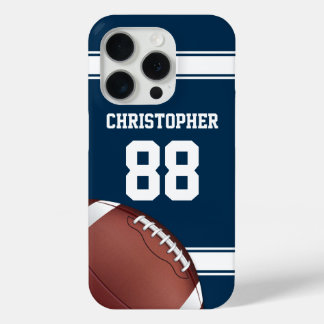 Funda Para iPhone 15 Pro Fútbol de Jersey de franjas azul y blanca