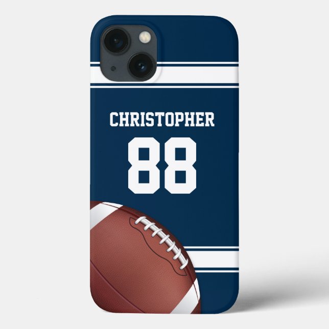 Funda De Case-Mate Para iPhone Fútbol de Jersey de franjas azul y blanca (Reverso)