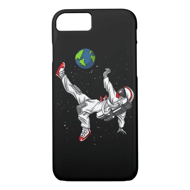 Funda De Case-Mate Para iPhone Fútbol del fútbol del astronauta del espacio (Reverso)