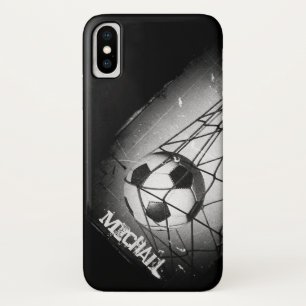 Funda Para iPhone X Fútbol fresco del Grunge del vintage en la meta