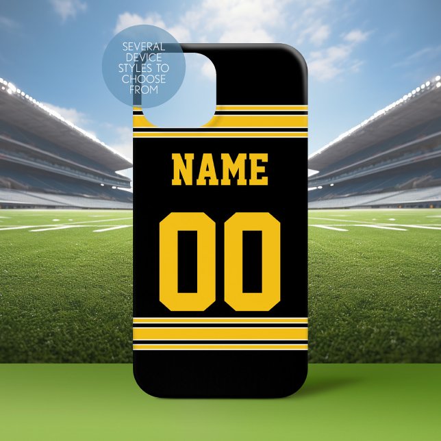 Funda De Case-Mate Para iPhone Fútbol Jersey Black Gold (Personalized Phone Case with A sporty Design)