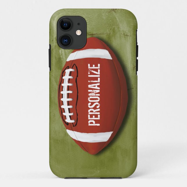 Funda De Case-Mate Para iPhone Fútbol verde personalizado del Grunge (Reverso)