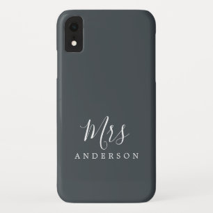 Funda Para iPhone XR Futura Sra Black White Chic Script Novia