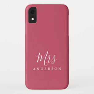 Funda Para iPhone XR Futura Sra. Pink White Moda Script Bride