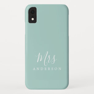 Funda Para iPhone XR Futura Sra. Sky Blue Moda Script Bride Regalo