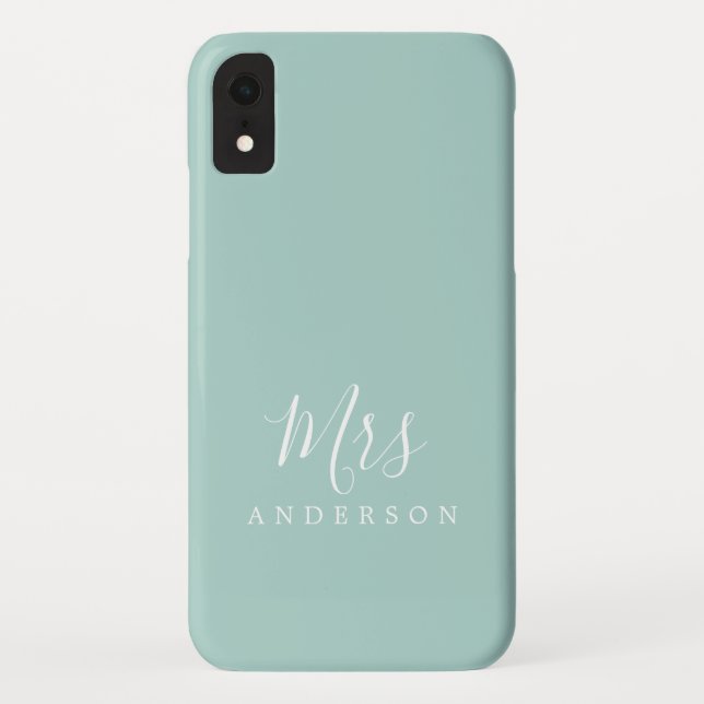 Funda De Case-Mate Para iPhone Futura Sra. Sky Blue Moda Script Bride Regalo (Reverso)