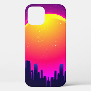 Funda Para iPhone 12 Futurismo Retro. ilustracion de onda sintética fut