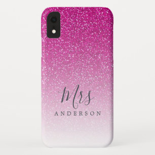 Funda Para iPhone XR Futuro Sra Purpurina Rosa Ombre Moda Script Bride