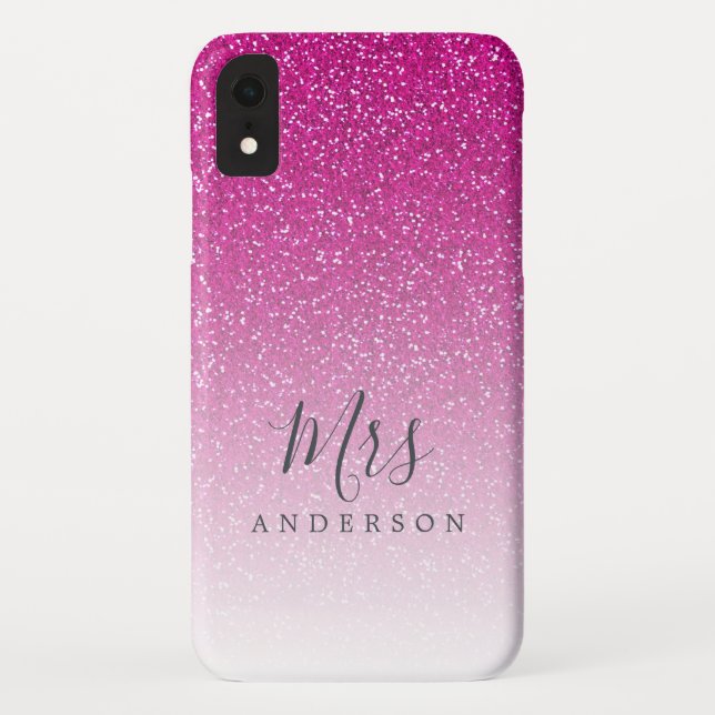 Funda De Case-Mate Para iPhone Futuro Sra Purpurina Rosa Ombre Moda Script Bride (Reverso)