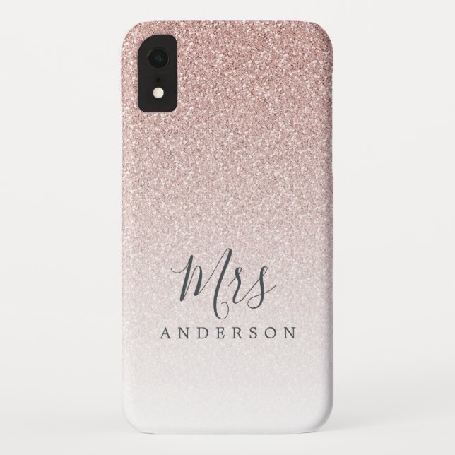 Funda De Case-Mate Para iPhone Futuro Sra Purpurina Rosa Ombre Moda Script Bride (Reverso)
