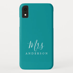 Funda Para iPhone XR Futuro Sra. Vibrant Moda Verde Script Bride