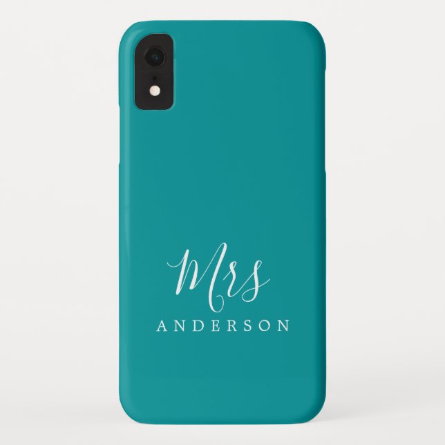 Funda De Case-Mate Para iPhone Futuro Sra. Vibrant Moda Verde Script Bride (Reverso)