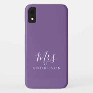 Funda Para iPhone XR Futuro Sra Vibrant Purple Moda Script Bride