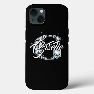Funda Para iPhone 13 G Faux Diamond Bling Monograma