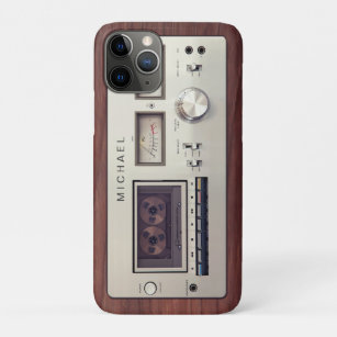 Funda Para iPhone 11 Pro Gabinete de madera de grabadora estéreo retro Tech