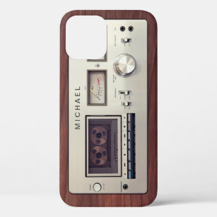 Funda Para iPhone 12 Pro Gabinete de madera de grabadora estéreo retro Tech