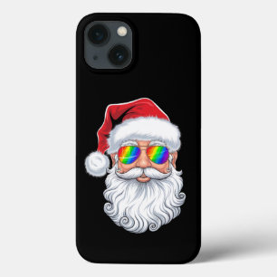 Funda Para iPhone 13 Gafas de sol gay de cara de Santa Navidad Xmas LGB