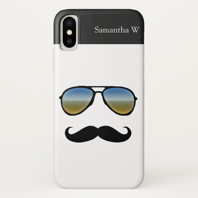 Funda De Case-Mate Para iPhone Gafas de sol retras divertidas con el bigote (Reverso)