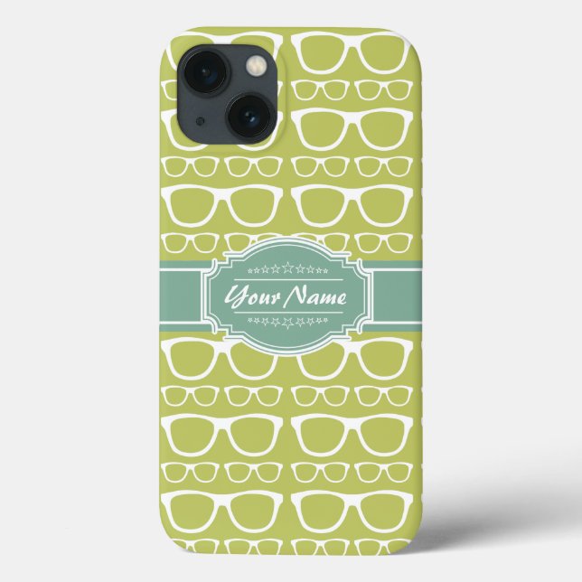 Funda De Case-Mate Para iPhone Gafas Geek verdes personalizadas (Reverso)