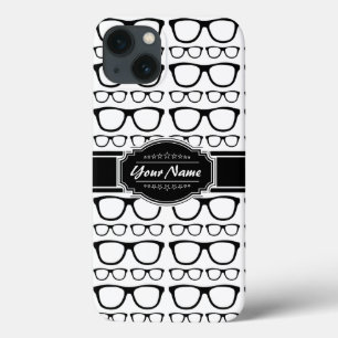 Funda Para iPhone 13 Gafas nerviosas de geek negro y blanco personaliza