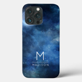 Funda Para iPhone 13 Pro Galaxia azul cielo celestal de la Marina de la Lun