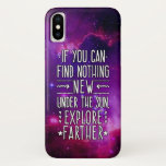 Funda Para iPhone X Galaxia/nebulosa con palabras de exploración<br><div class="desc">La fresca imagen del espacio exterior en este hermoso estuche de teléfono Samsung Galaxy viene por cortesía de la NASA / CXC /JPL-Caltech / STScI y se toma bajo el "ala" de la pequeña Nube Magelánica. Se ha vuelto a colorear con un color morado más profundo. Las palabras inspiradoras originales...</div>