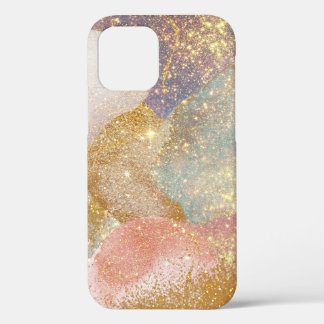 Funda Para iPhone 12 Galaxia purpurina abstracta color rosa chispa