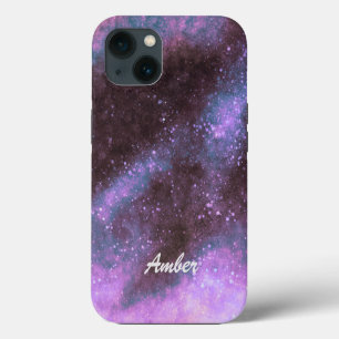 Funda Para iPhone 13 Galaxia Rosa Brilla Abstracto Personalizado