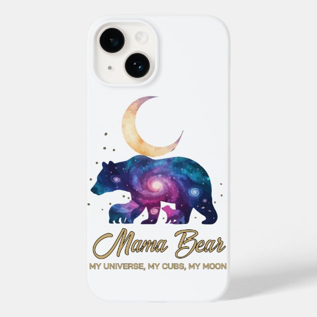 Funda De Case-Mate Para iPhone Galaxy Mama Bear & Cubs Moon Silhouette (Reverso )