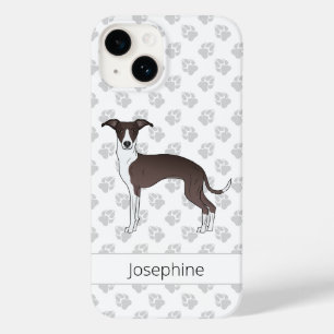 Funda Para iPhone 14 De Case-Mate Galgo Italiano Blanco y Atigrado con Nombre Person