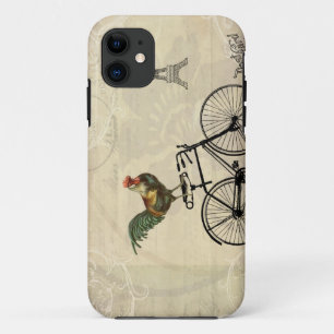 Funda Para iPhone 11 Gallo del vintage que monta una bici por la torre