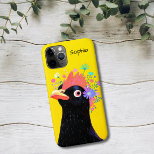 Funda Para iPhone 11 Pro Gallo negro con flores
