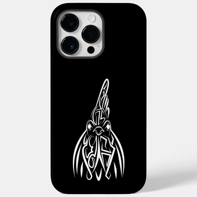 Funda De Case-Mate Para iPhone Gallo Tribal Blanco y Negro (Reverso )
