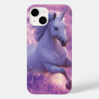 Gallopaje de unicornio blanco majestuoso a través