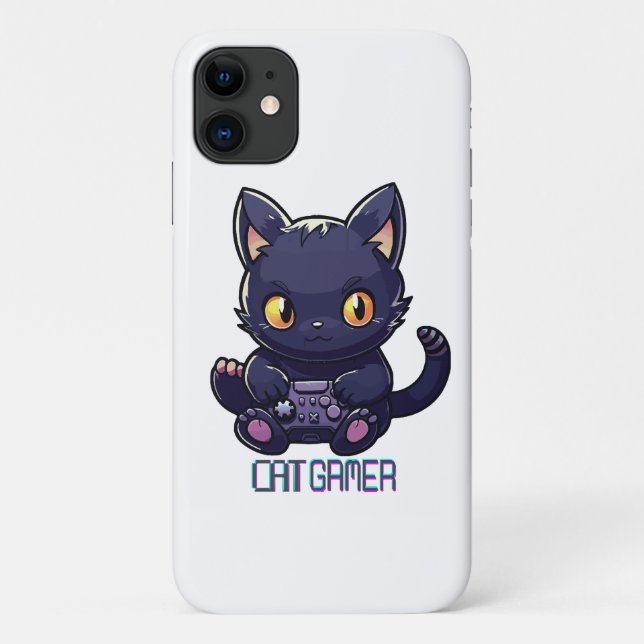 Funda De Case-Mate Para iPhone Gamer de gato (Reverso)