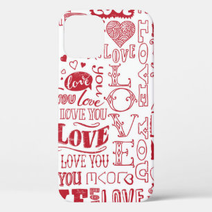 Funda Para iPhone 12 garabatos de amor dibujados a mano