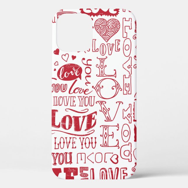 Funda De Case-Mate Para iPhone garabatos de amor dibujados a mano  (Reverso )