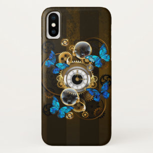 Funda Para iPhone X Gases de vapor y mariposas azules