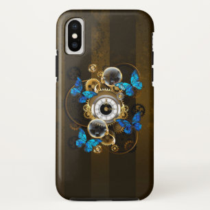 Funda Para iPhone X Gases de vapor y mariposas azules